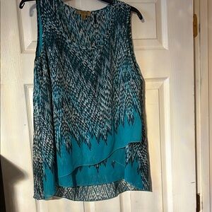 Valerie Stevens Teal and Black Patterned Tank Top